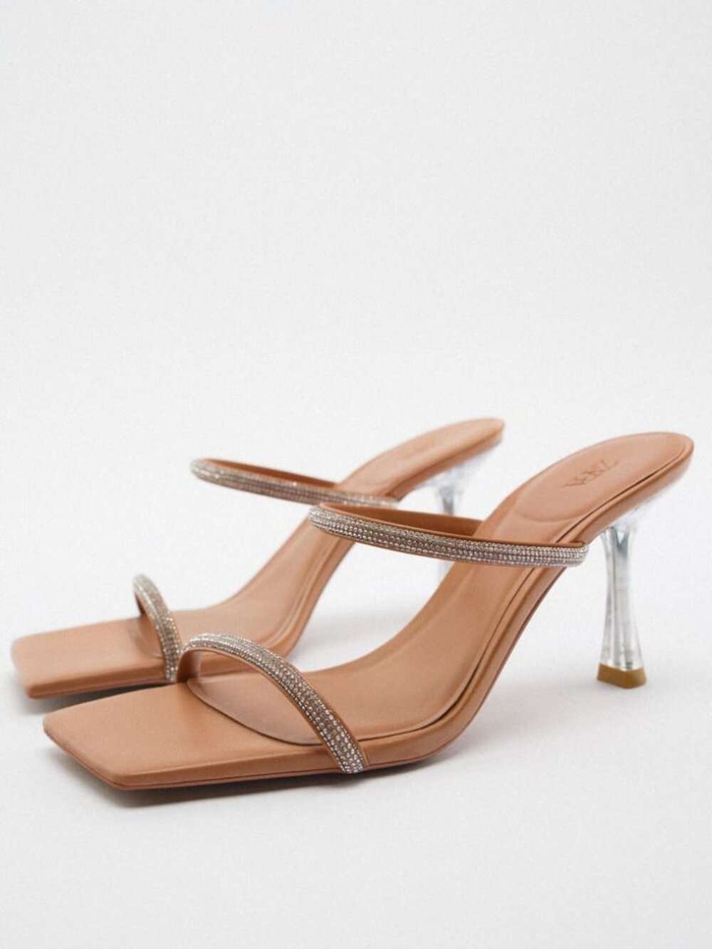 New with Minor Flaw – ZARA Rhinestone Strap High Heel Sandals | Fits US 7 / 7.5